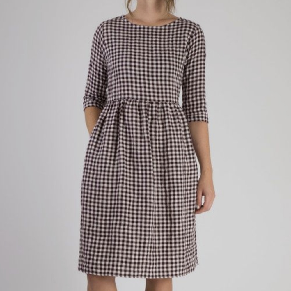 Pyne and Smith Model No. 19 Midi Dress in Plum Check